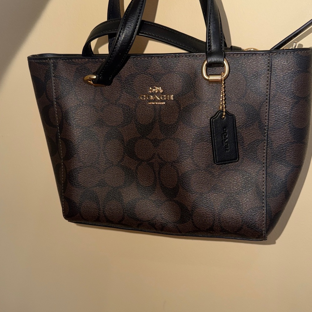 coach monogrammed brown crossbody preloved